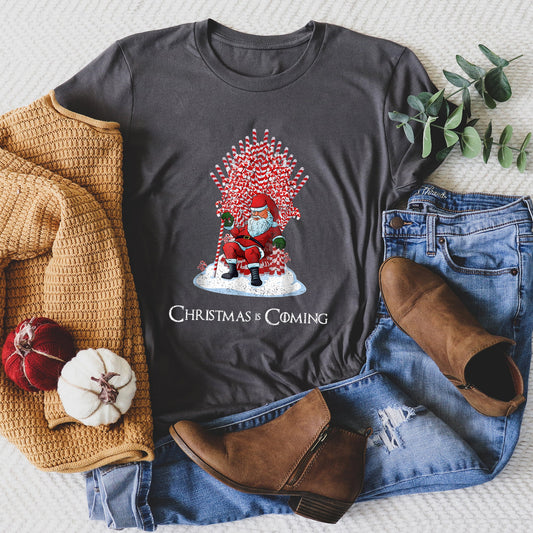 Christmas Is Coming, Santa, Throne Game Super Soft Tees
