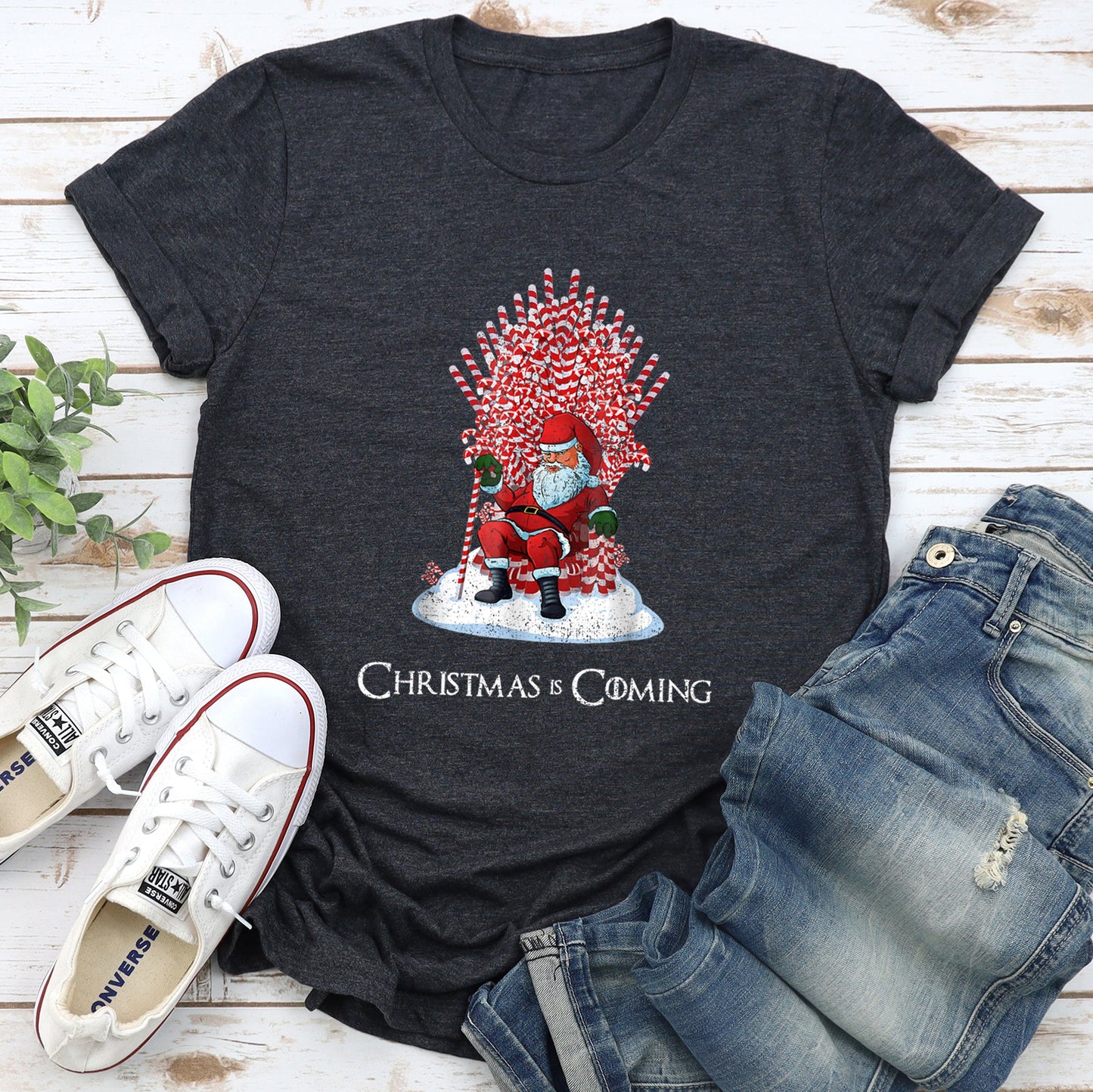 Christmas Is Coming, Santa, Throne Game Super Soft Tees