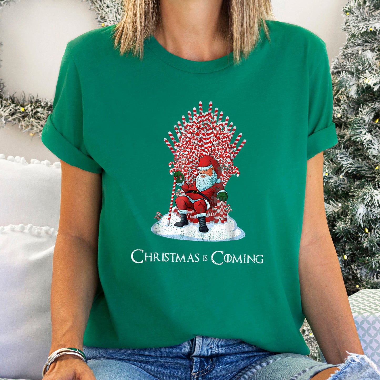 Christmas Is Coming, Santa, Throne Game Super Soft Tees