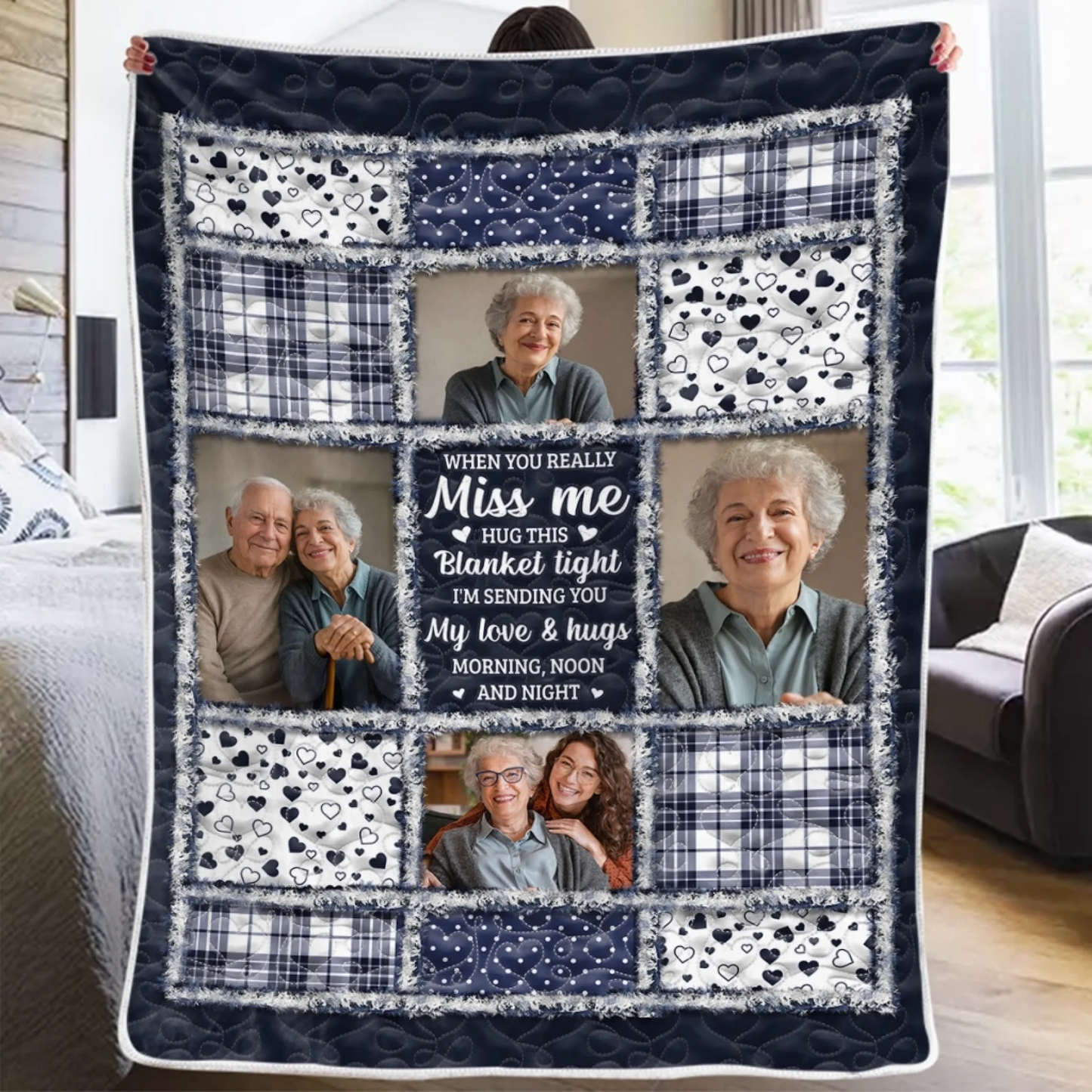 Custom Photo The Light of Your Love Guides Me - Human Memorial Personalized Custom Blanket - Christmas Memorial Sympathy Gifts For Loss Of Mom, Dad
