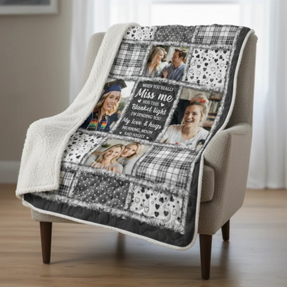 Custom Photo The Light of Your Love Guides Me - Human Memorial Personalized Custom Blanket - Christmas Memorial Sympathy Gifts For Loss Of Mom, Dad