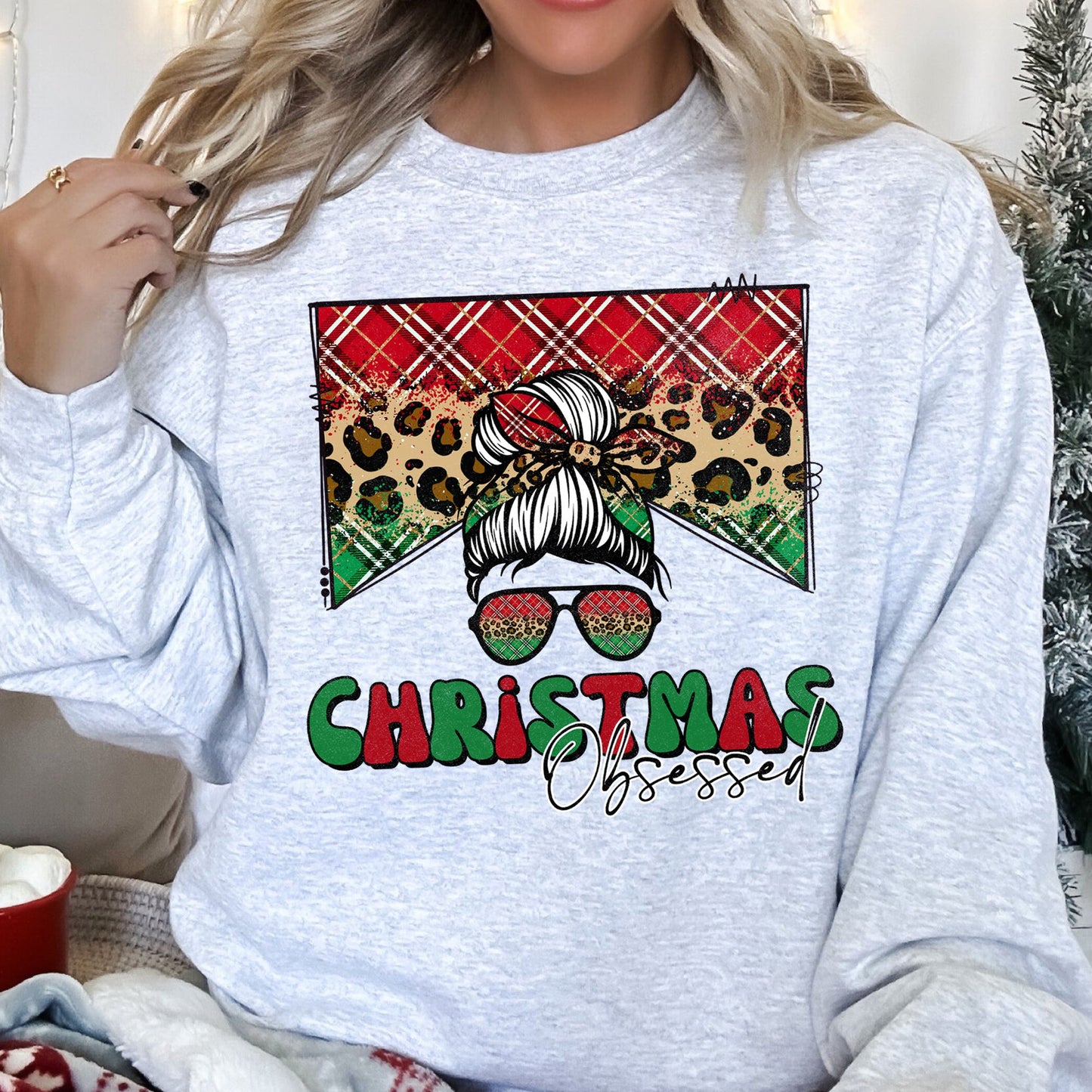 Christmas Obsessed Leopard Print Sweatshirt