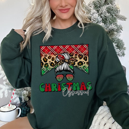 Christmas Obsessed Leopard Print Sweatshirt