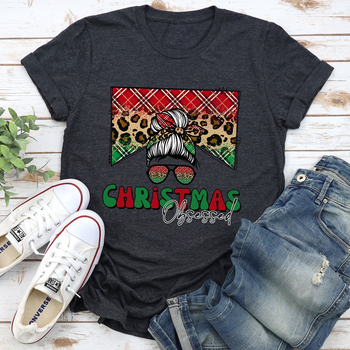 Christmas Obsessed, Leopard Print, Sassy, Retro Super Soft Tees