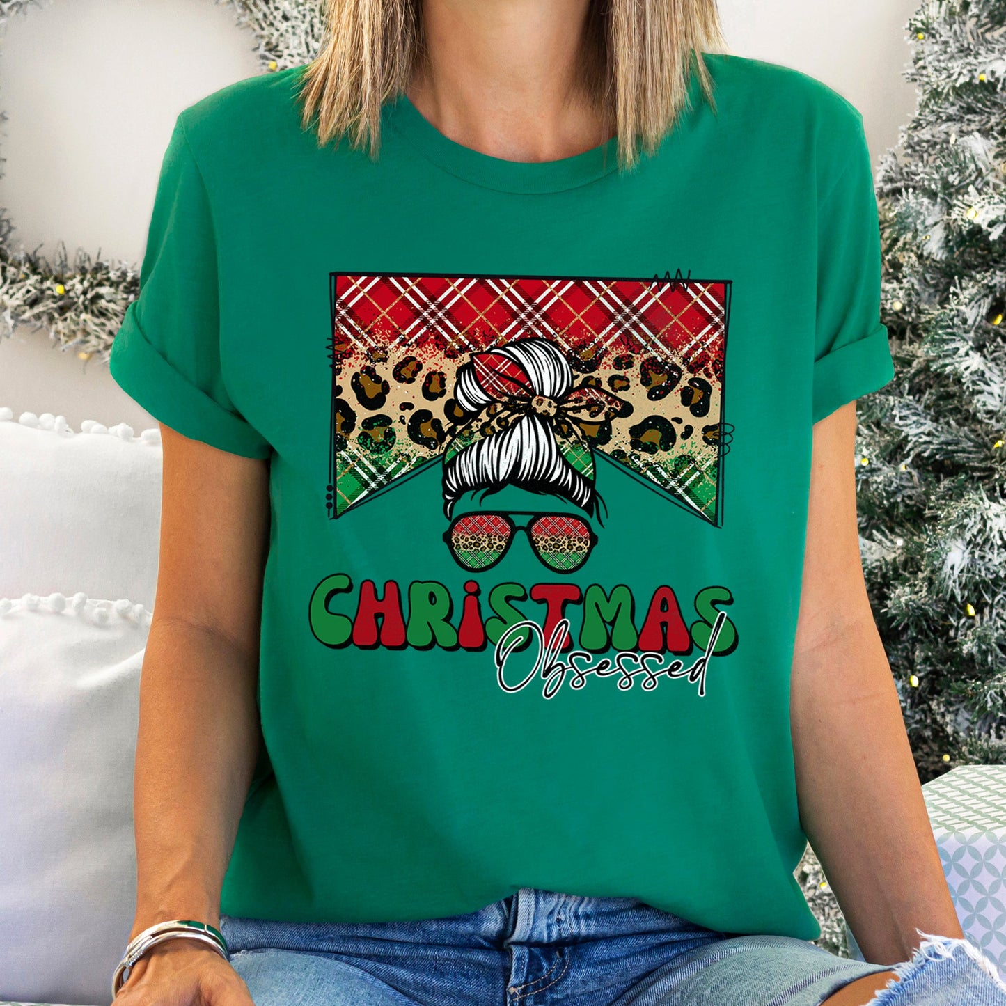 Christmas Obsessed, Leopard Print, Sassy, Retro Super Soft Tees