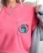 Christmas Owl, Pocket, Folk Art, Santa, Winter, Snow, Xmas, Flowers, Floral Pocket Tee Comfort Colors T-Shirt