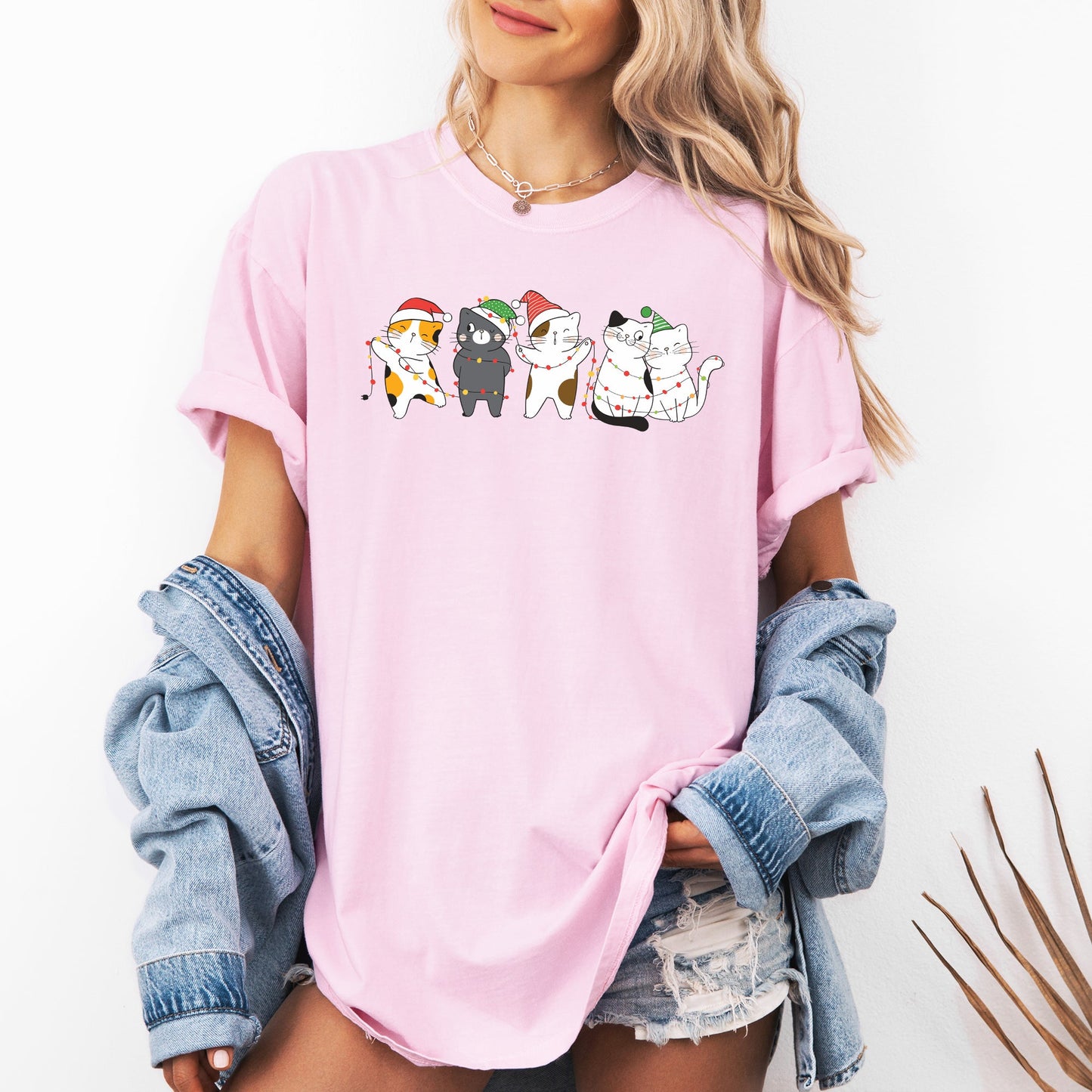 Christmas Party Cats, Santa, Cute, Cat Lover Tshirt Comfort Colors T-Shirt