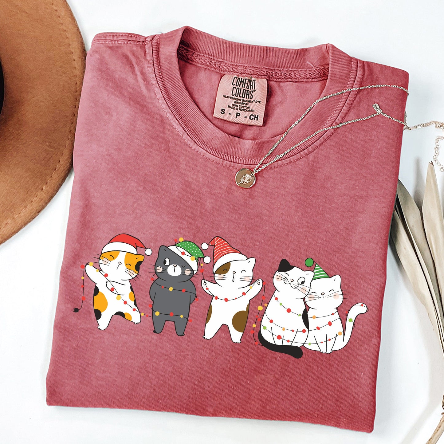 Christmas Party Cats, Santa, Cute, Cat Lover Tshirt Comfort Colors T-Shirt