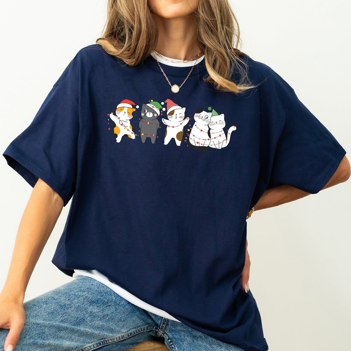 Christmas Party Cats, Santa, Cute, Cat Lover Tshirt Comfort Colors T-Shirt