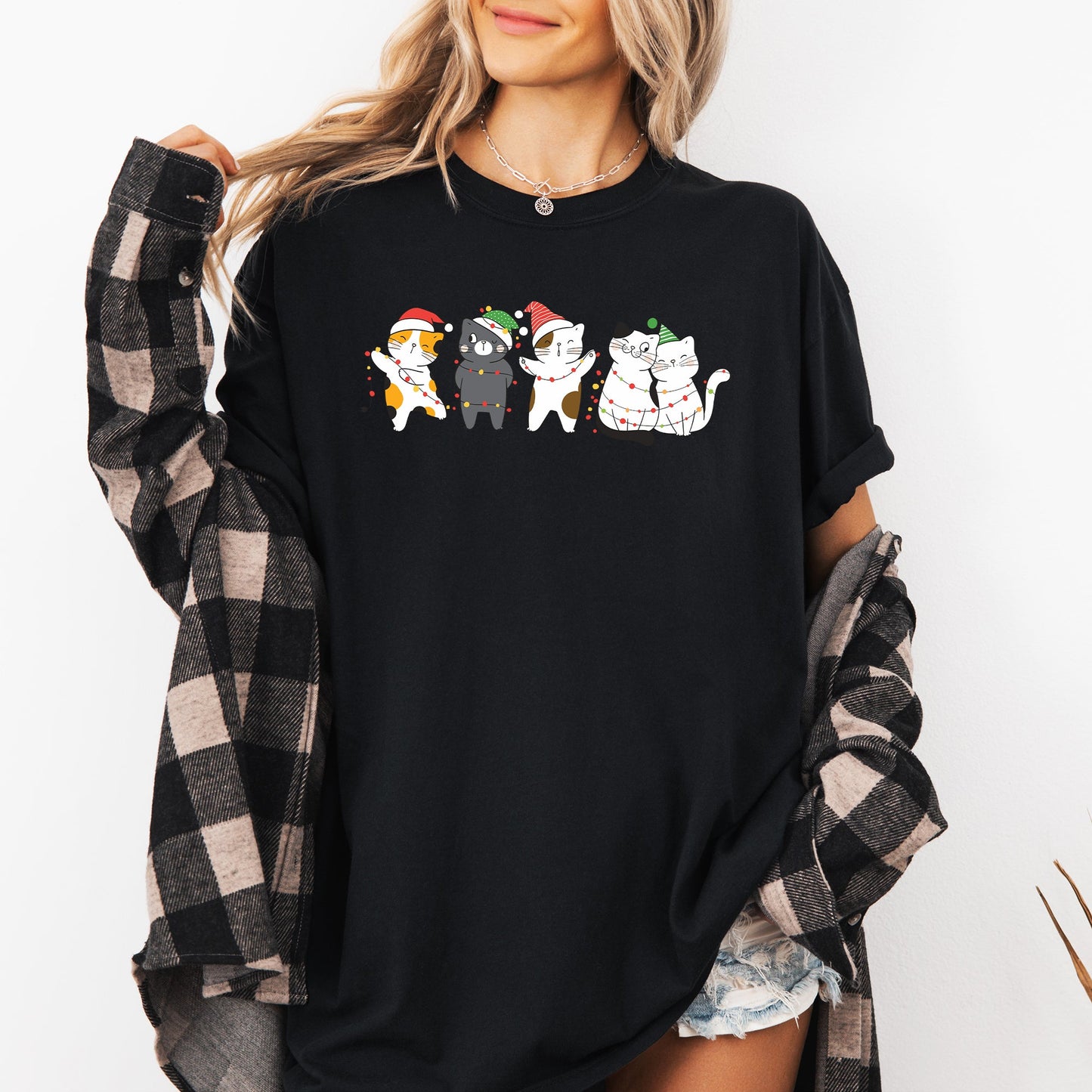 Christmas Party Cats, Santa, Cute, Cat Lover Tshirt Comfort Colors T-Shirt