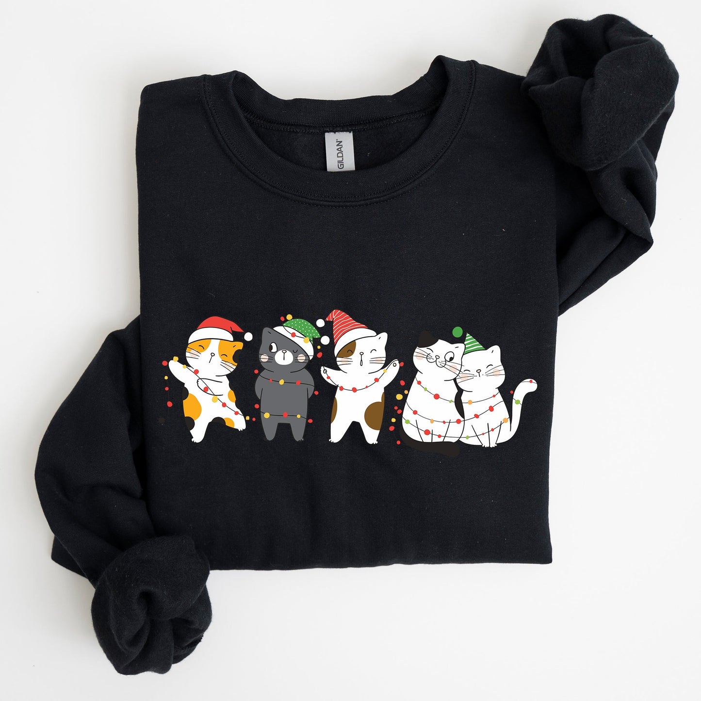 Christmas Party Cats, Santa, Cute, Cat Lover Sweatshirt