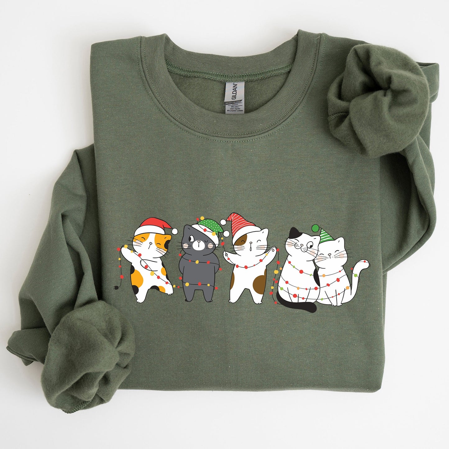 Christmas Party Cats, Santa, Cute, Cat Lover Sweatshirt