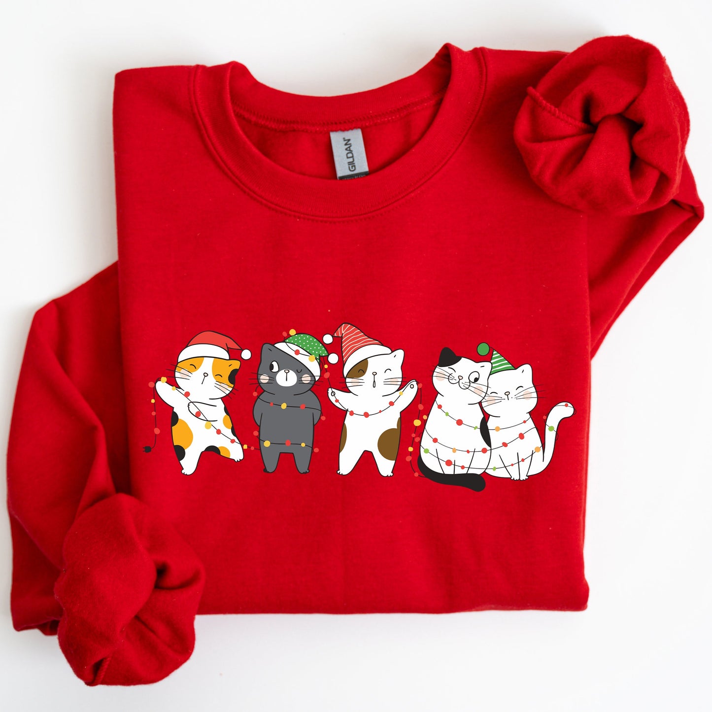 Christmas Party Cats, Santa, Cute, Cat Lover Sweatshirt