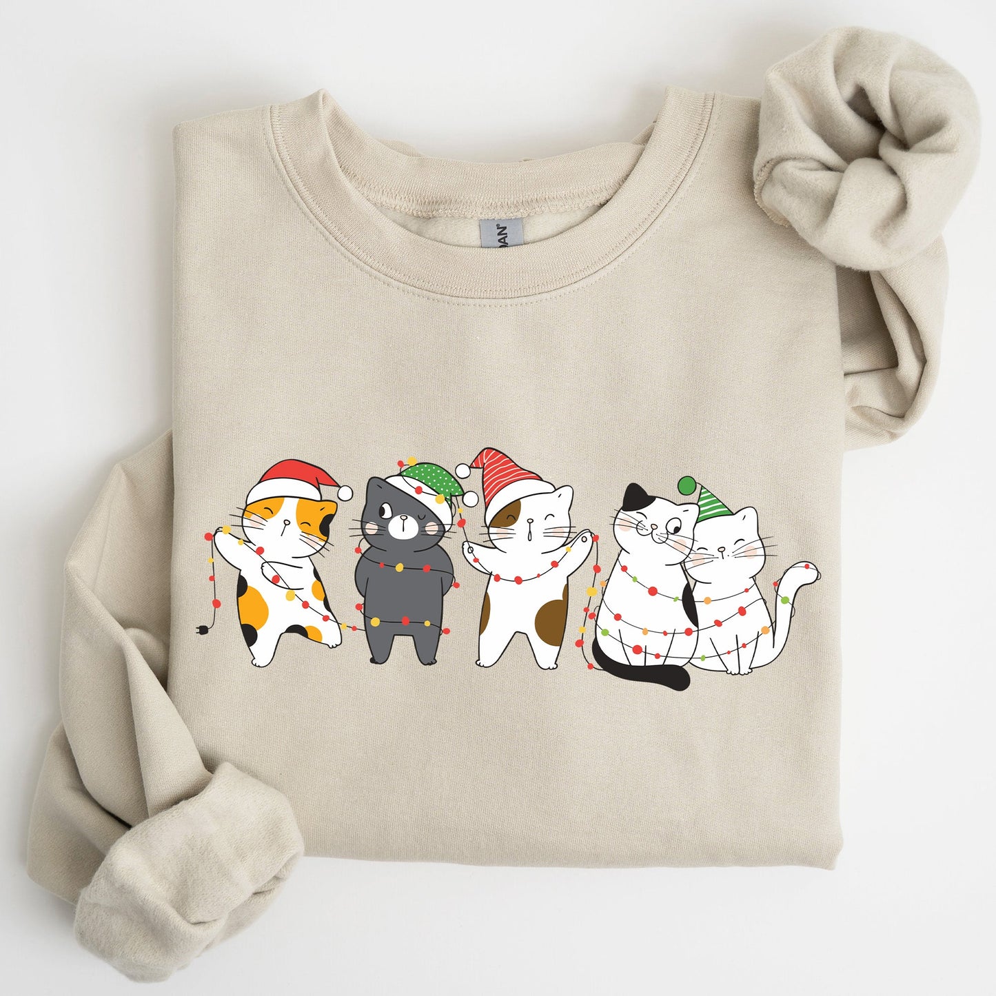 Christmas Party Cats, Santa, Cute, Cat Lover Sweatshirt