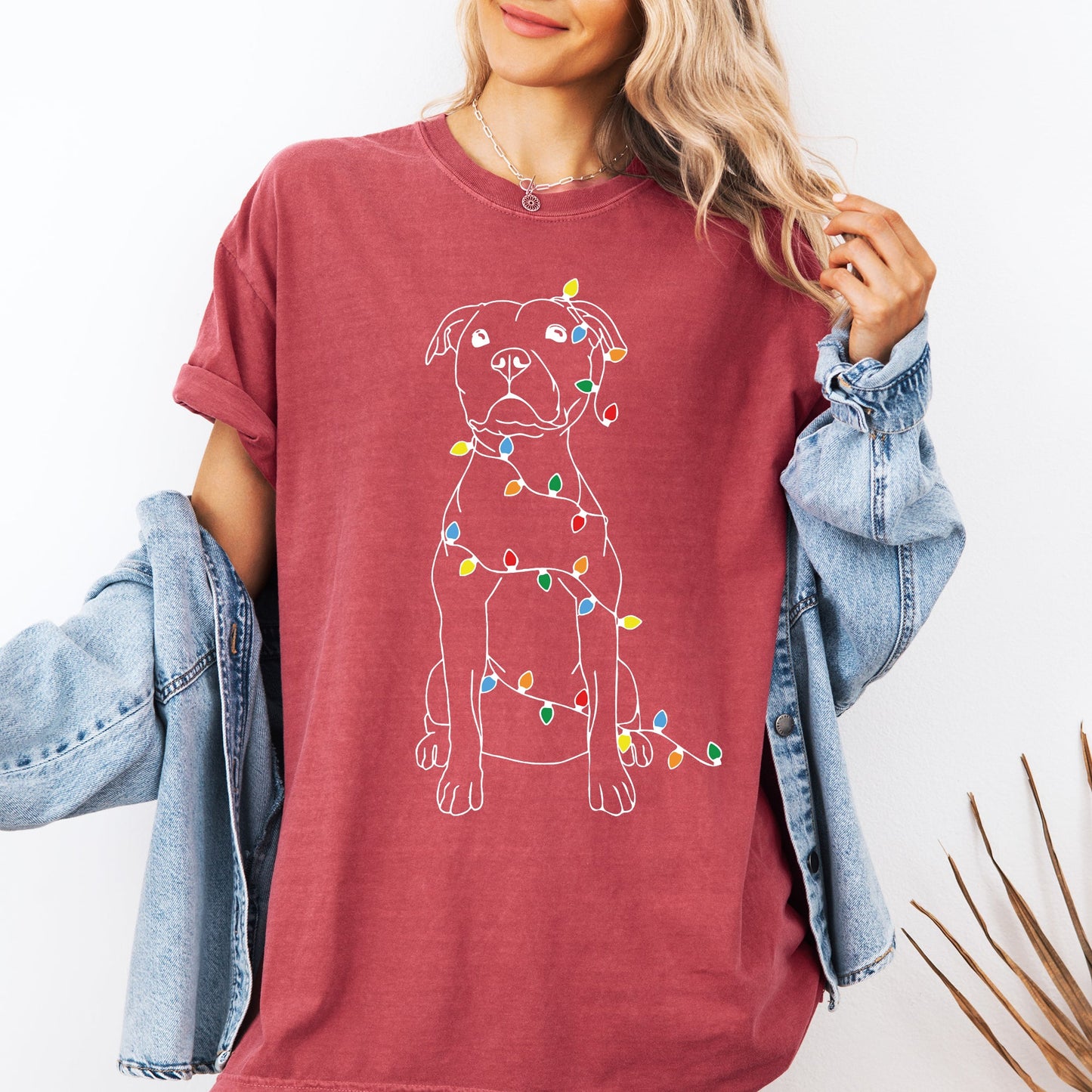 Christmas Pit Bull, Lights, Cute, Dog Lover, Pitty, Santa, Gift Tshirt Comfort Colors T-Shirt