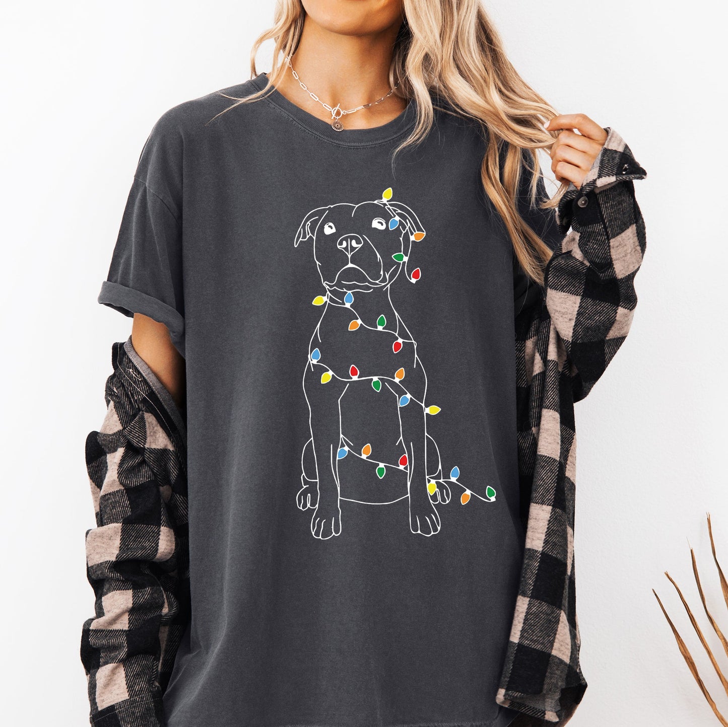 Christmas Pit Bull, Lights, Cute, Dog Lover, Pitty, Santa, Gift Tshirt Comfort Colors T-Shirt