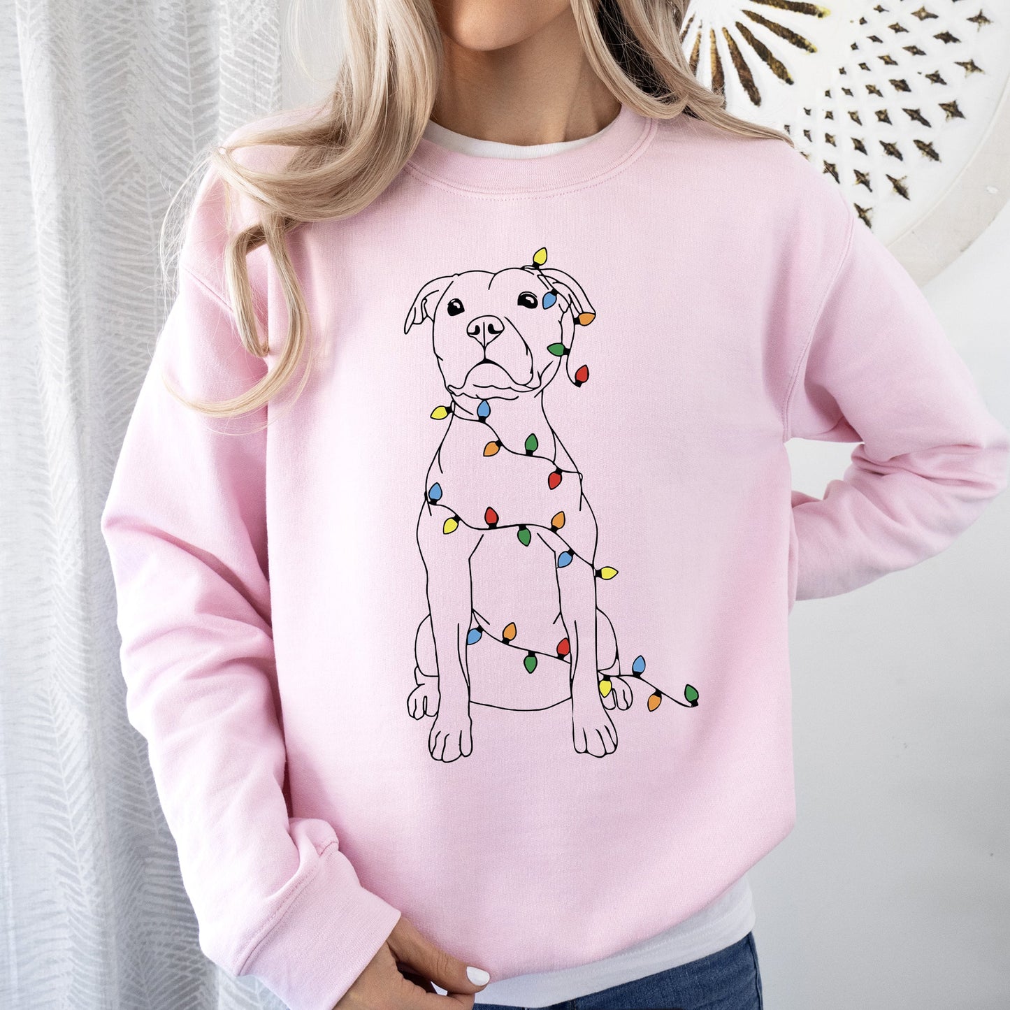Christmas Pit Bull, Lights, Cute, Dog Lover, Pitty, Santa, Gift Sweatshirt