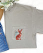 Christmas Rabbit, Pocket, Folk Art, Santa, Winter, Snow, Xmas, Flowers, Floral Pocket Tee Comfort Colors T-Shirt