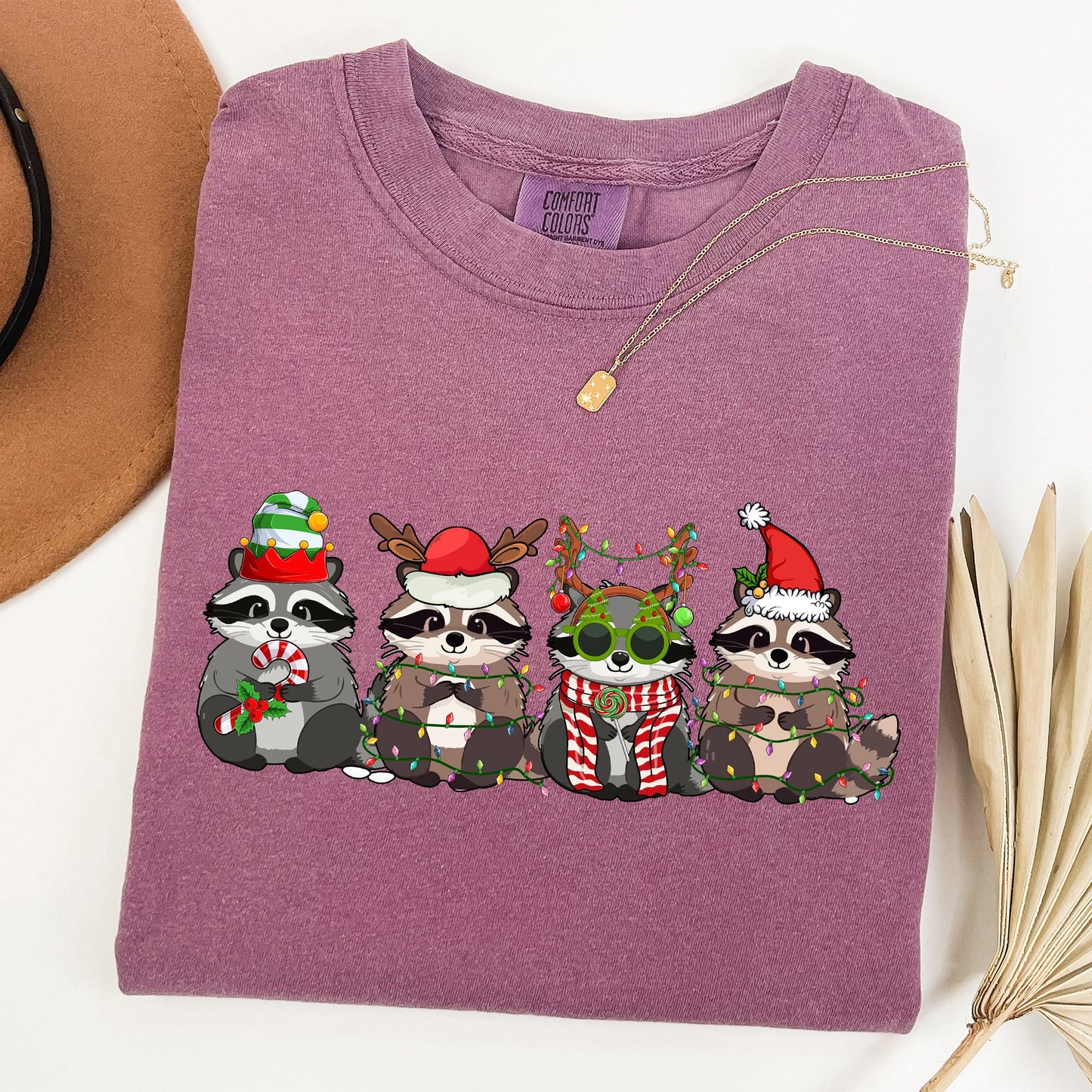 Christmas Raccoons, Raccoon Lovers, Santa, Winter, Snow, Xmas Tshirt Comfort Colors T-Shirt