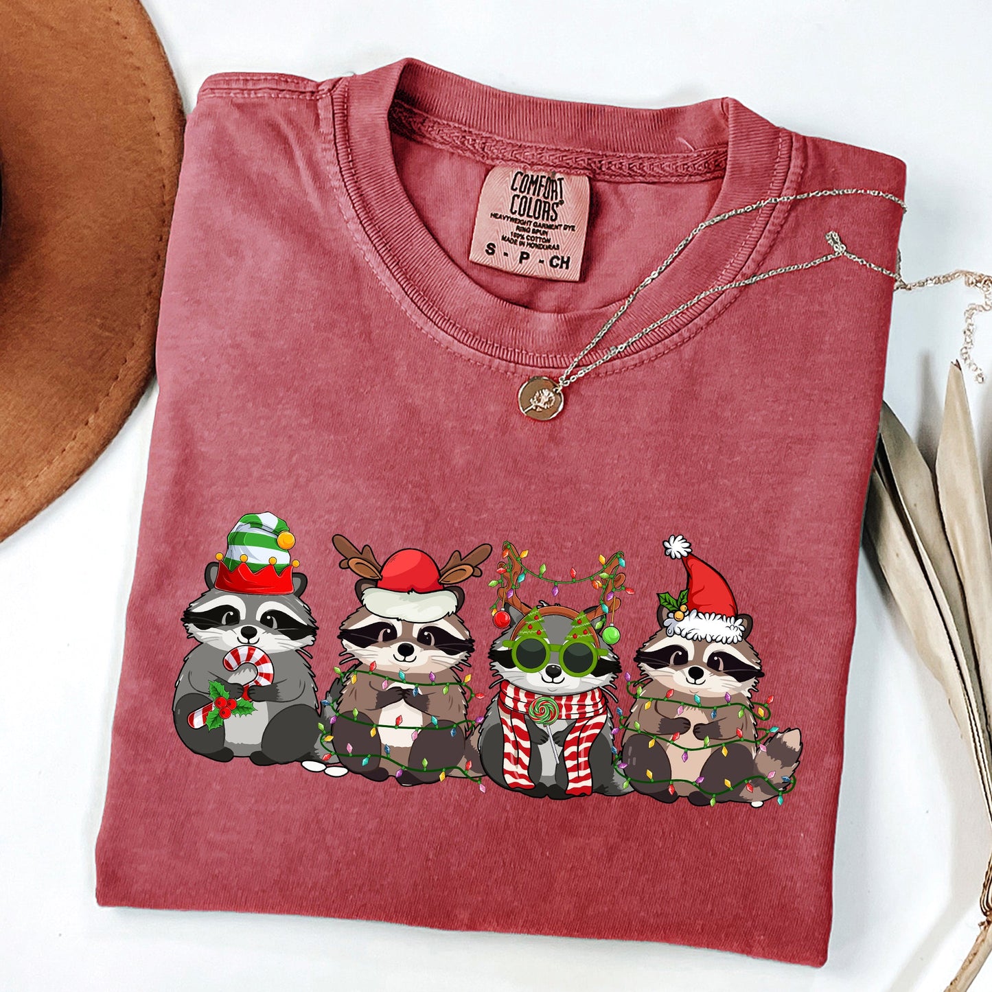 Christmas Raccoons, Raccoon Lovers, Santa, Winter, Snow, Xmas Tshirt Comfort Colors T-Shirt
