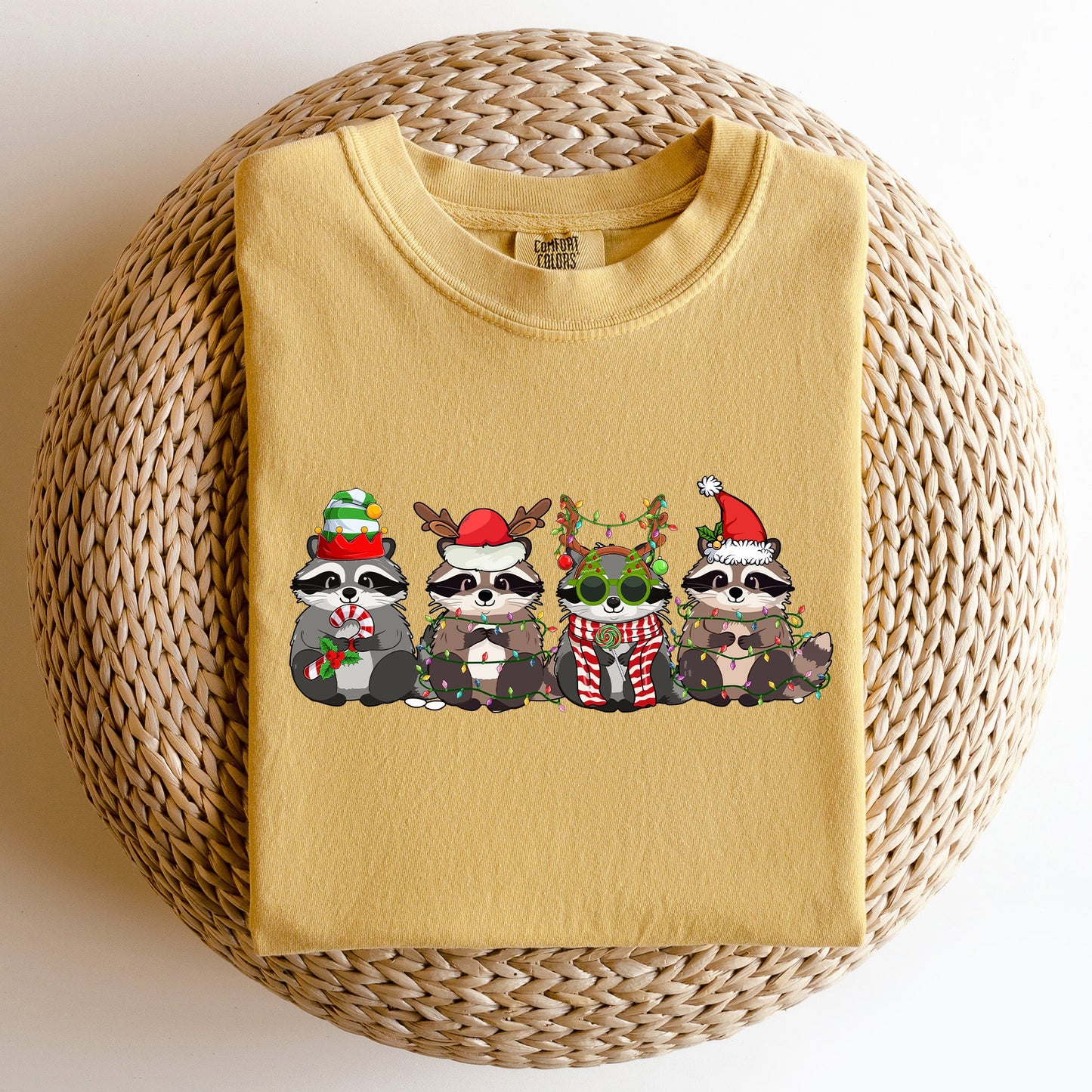 Christmas Raccoons, Raccoon Lovers, Santa, Winter, Snow, Xmas Tshirt Comfort Colors T-Shirt