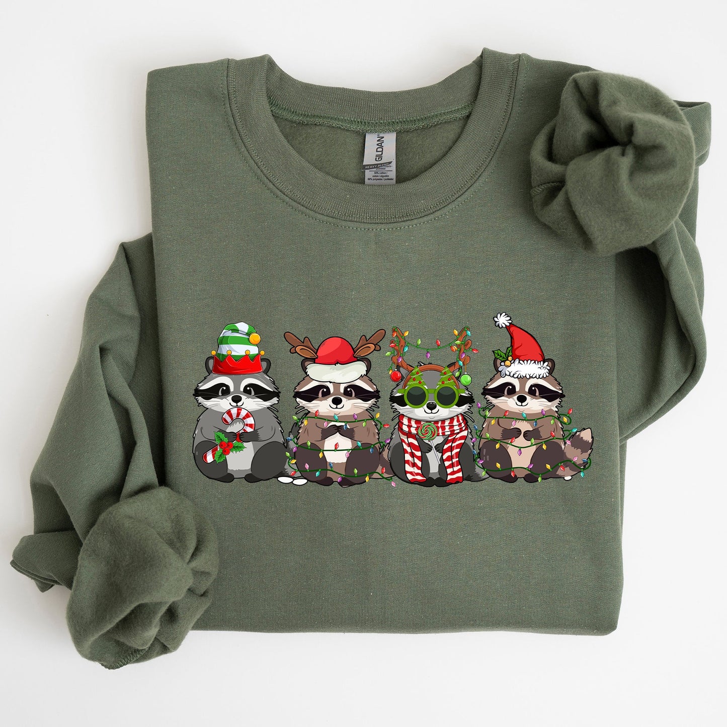 Christmas Raccoons, Raccoon Lovers, Santa, Winter, Snow, Xmas Sweatshirt