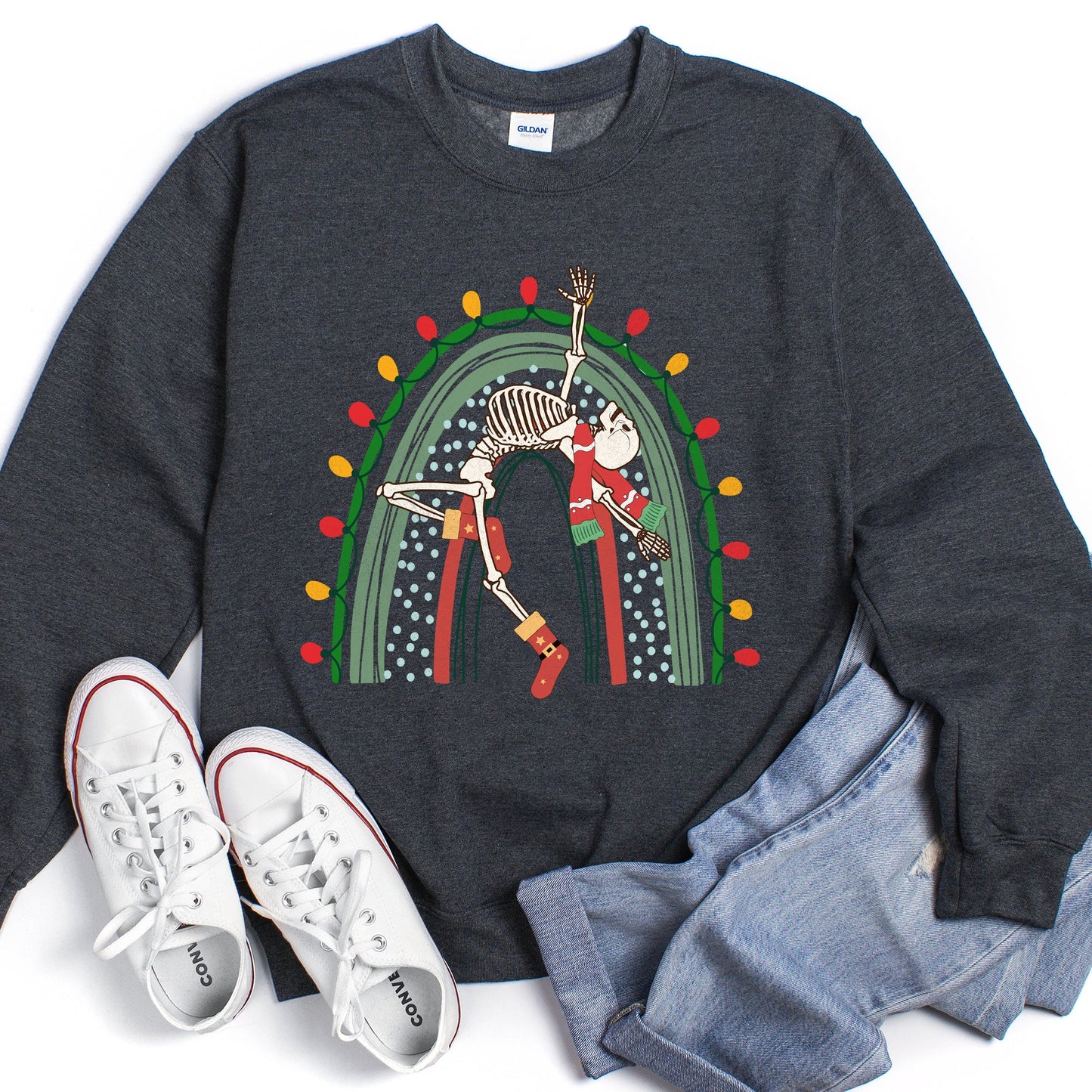 Christmas Rainbow Dancing Skeleton Sweatshirt