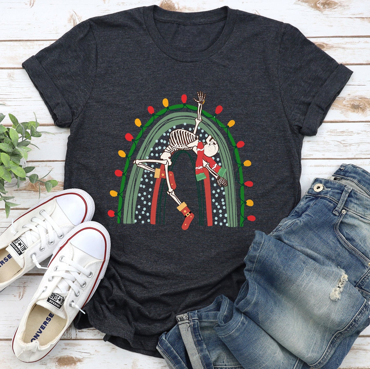 Christmas Rainbow, Dancing Skeleton, Retro Super Soft Tees