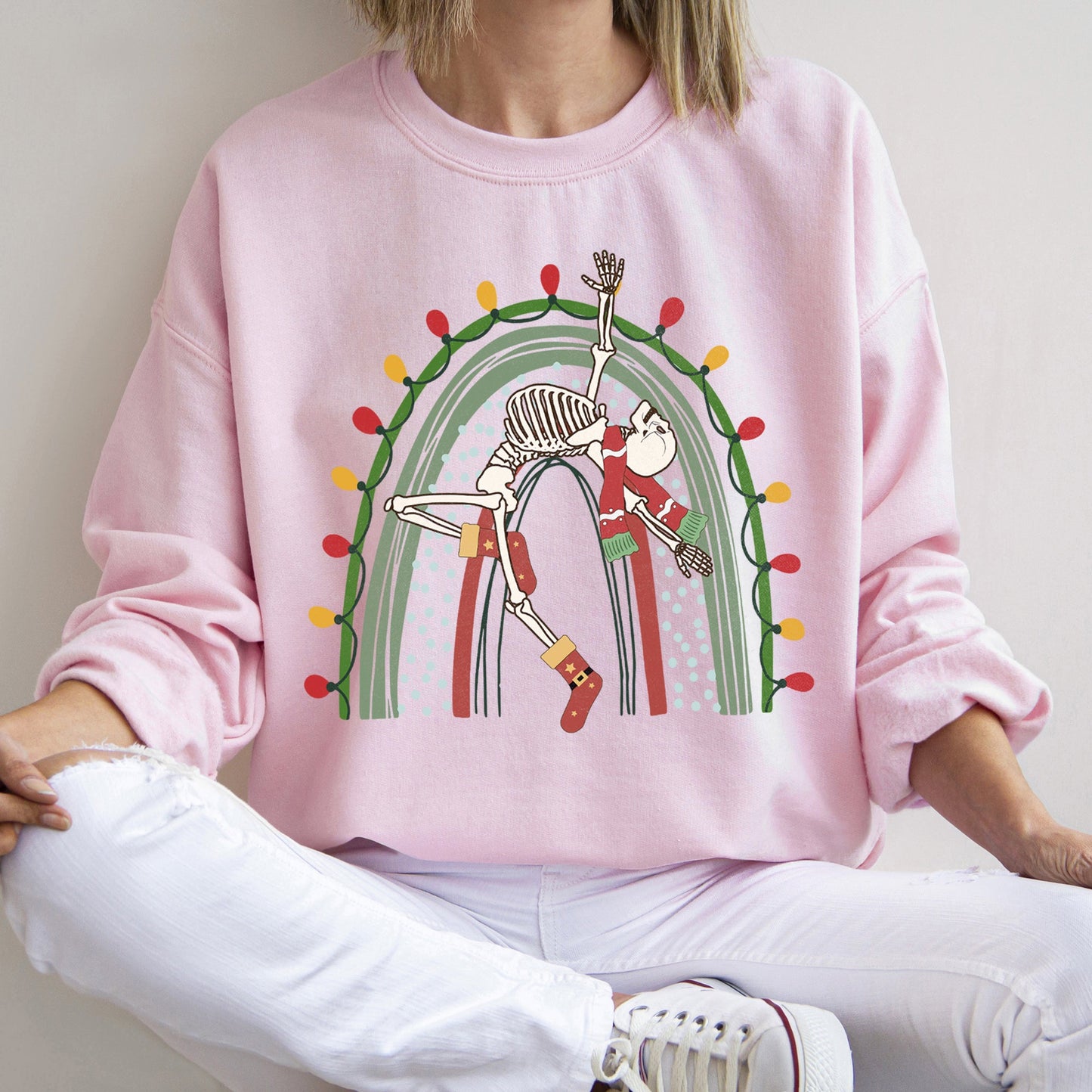 Christmas Rainbow Dancing Skeleton Sweatshirt