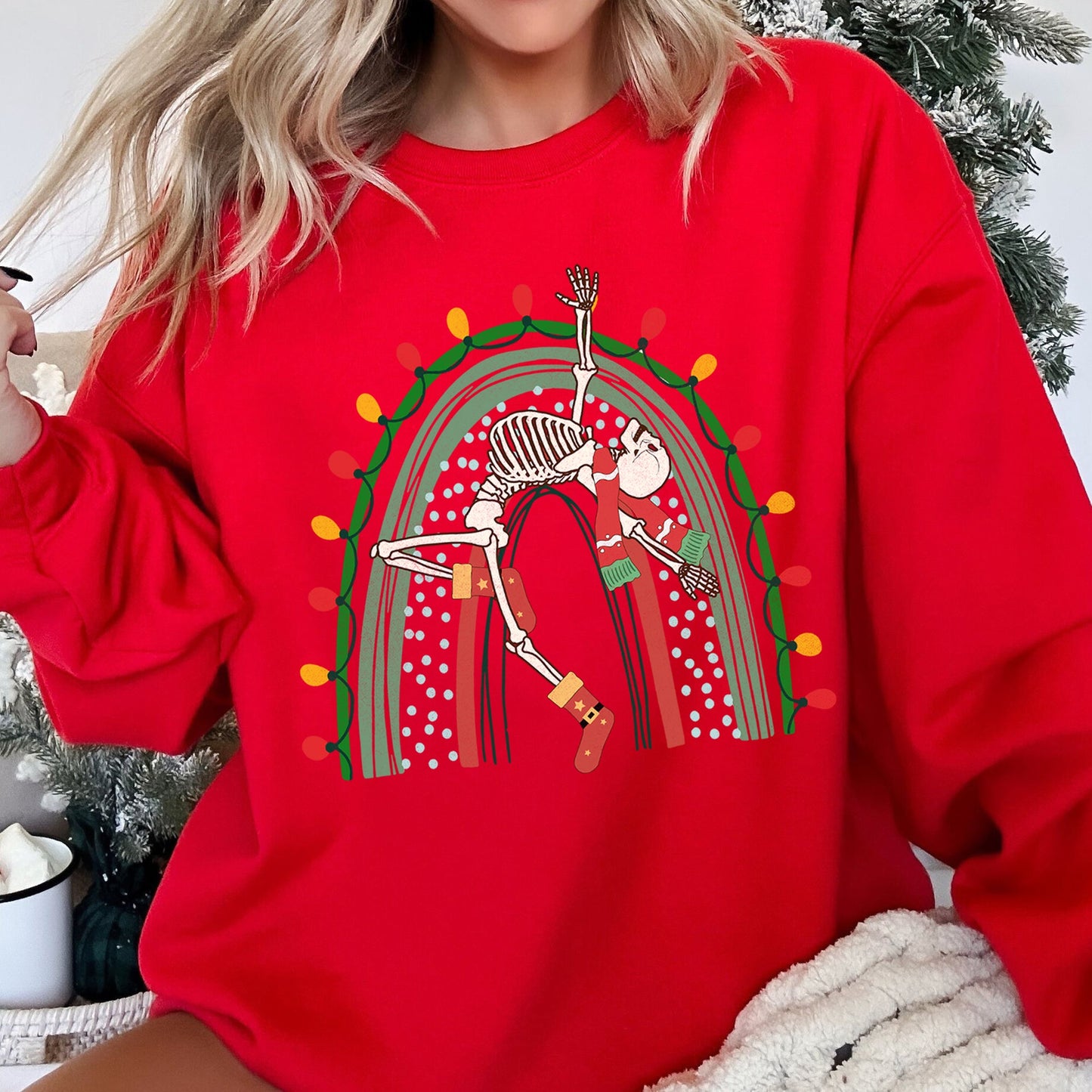 Christmas Rainbow Dancing Skeleton Sweatshirt