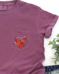 Christmas Red Bird, Pocket, Folk Art, Santa, Winter, Snow, Xmas, Flowers, Floral Pocket Tee Comfort Colors T-Shirt