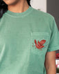 Christmas Red Bird, Pocket, Folk Art, Santa, Winter, Snow, Xmas, Flowers, Floral Pocket Tee Comfort Colors T-Shirt