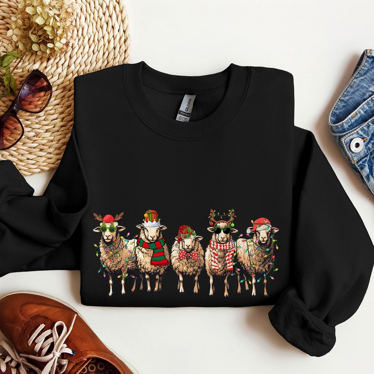 Christmas Sheep, Sheep Lovers, Santa, Farm Life Sweatshirt
