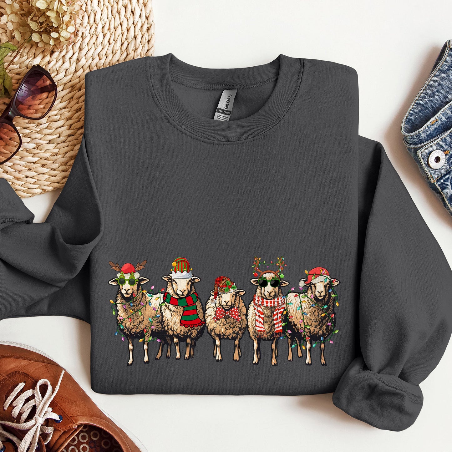 Christmas Sheep, Sheep Lovers, Santa, Farm Life Sweatshirt