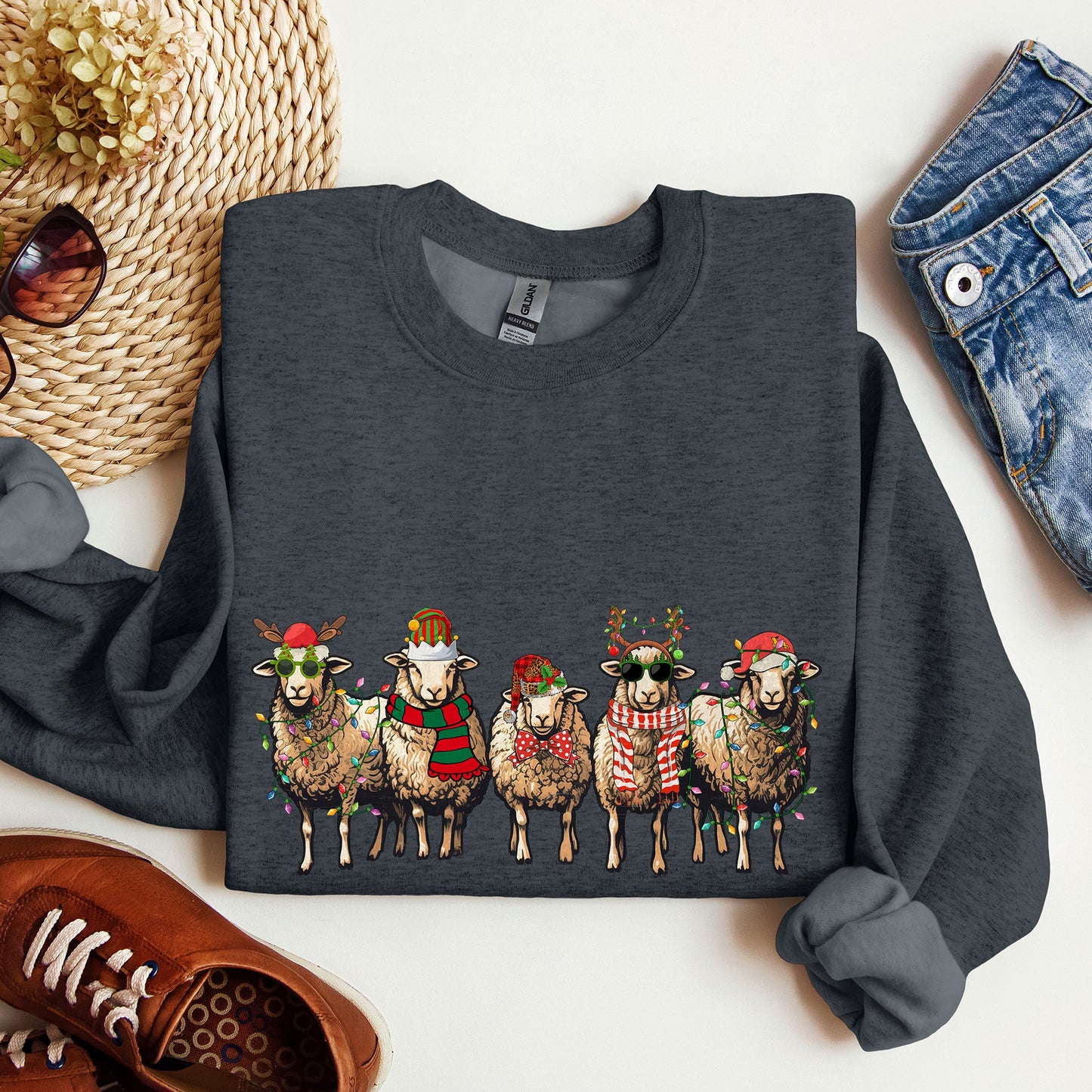 Christmas Sheep, Sheep Lovers, Santa, Farm Life Sweatshirt