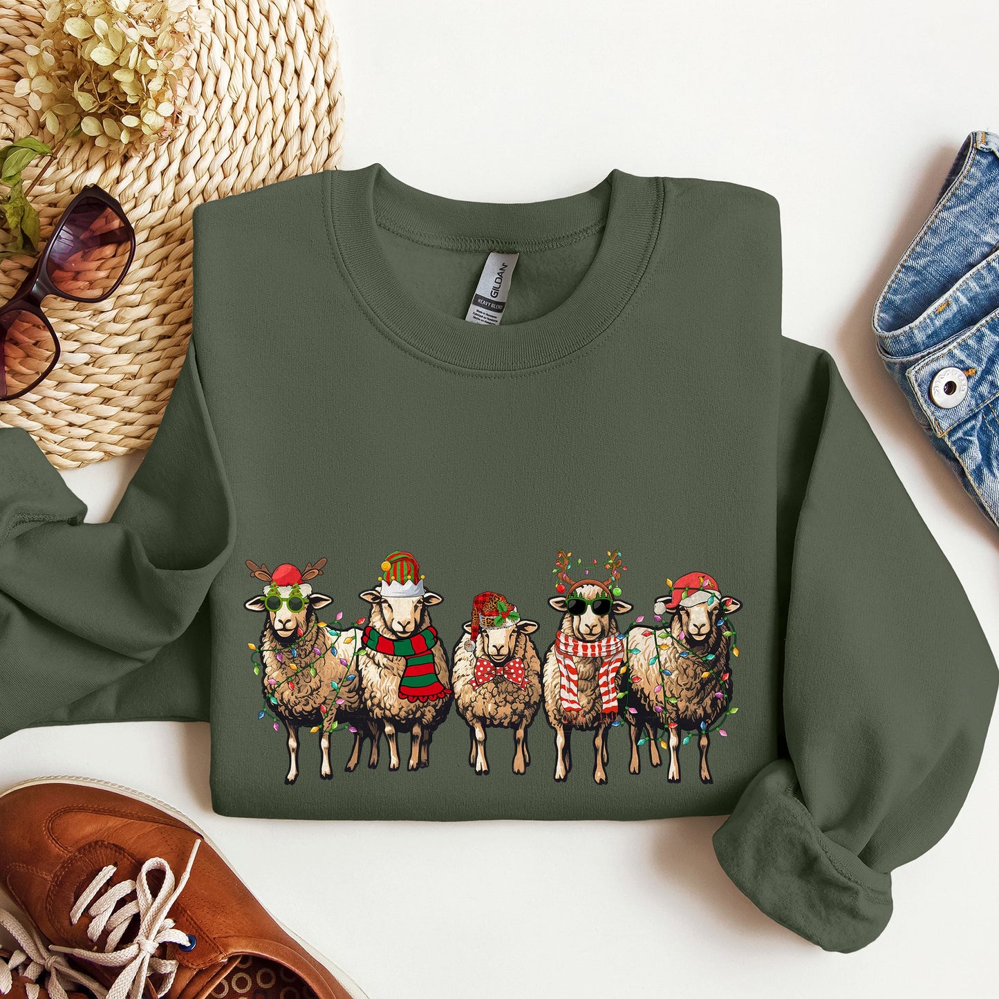 Christmas Sheep, Sheep Lovers, Santa, Farm Life Sweatshirt