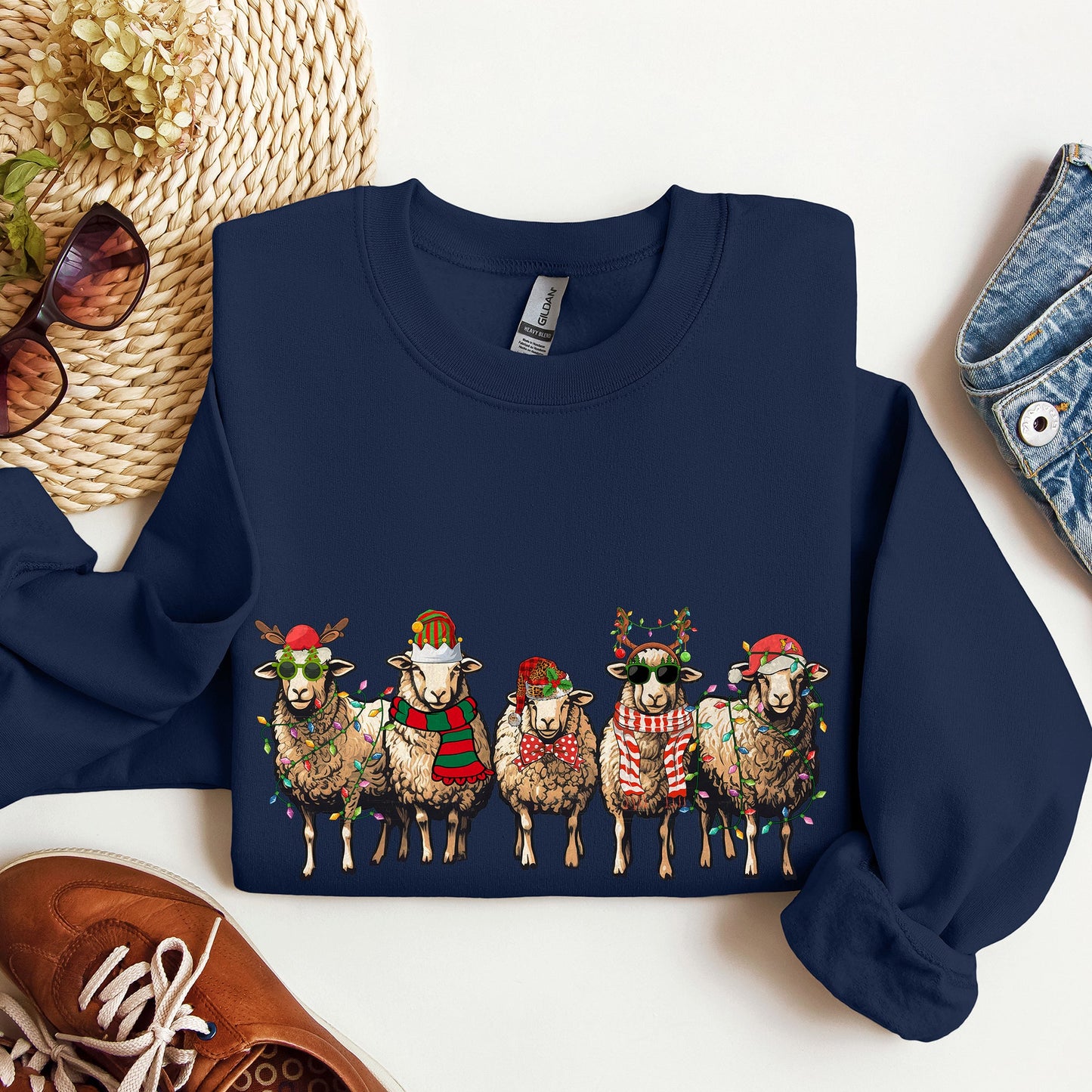 Christmas Sheep, Sheep Lovers, Santa, Farm Life Sweatshirt