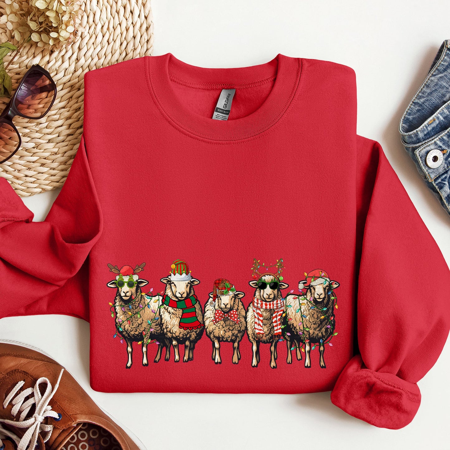 Christmas Sheep, Sheep Lovers, Santa, Farm Life Sweatshirt