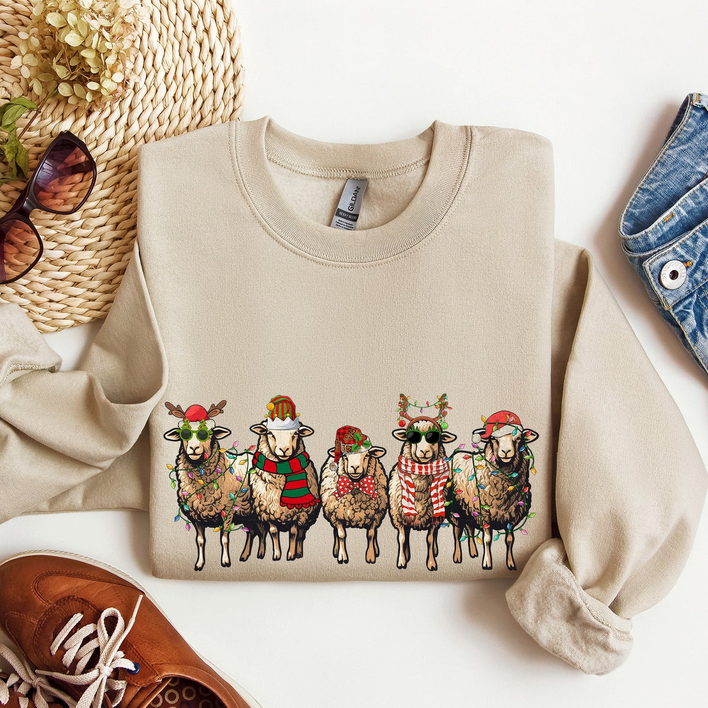 Christmas Sheep, Sheep Lovers, Santa, Farm Life Sweatshirt