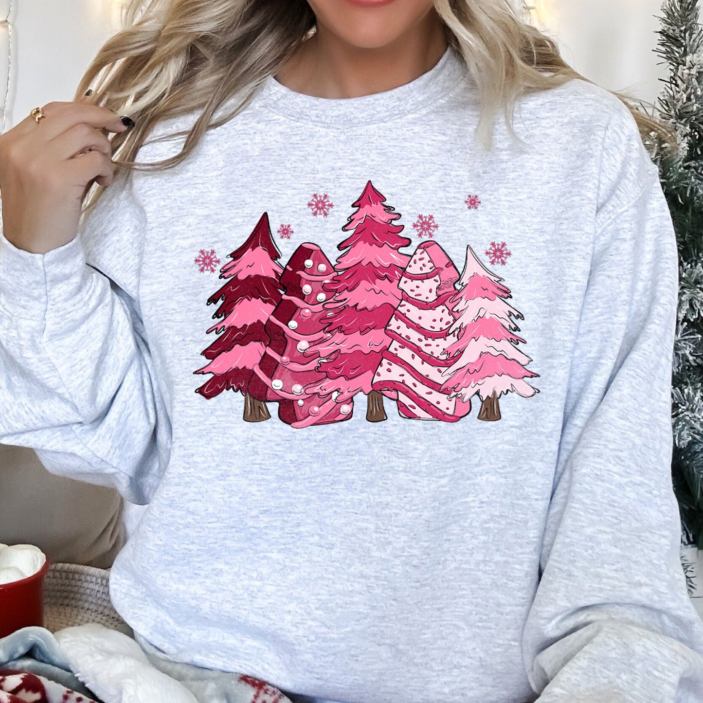 Christmas Snack Trees Pink, Little Debbie Sweatshirt