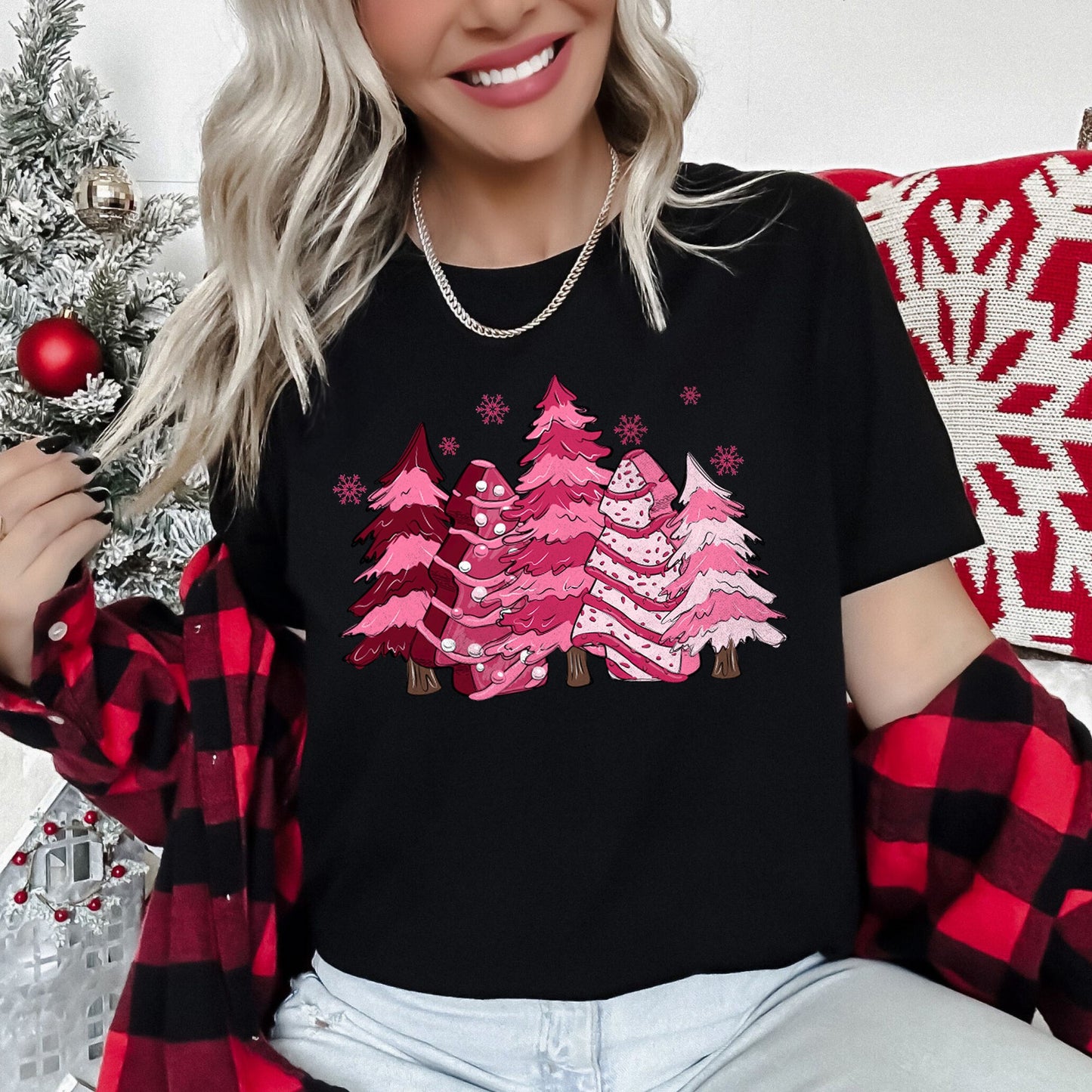 Christmas Snack Trees, Pink, Little Debbie Super Soft Tees