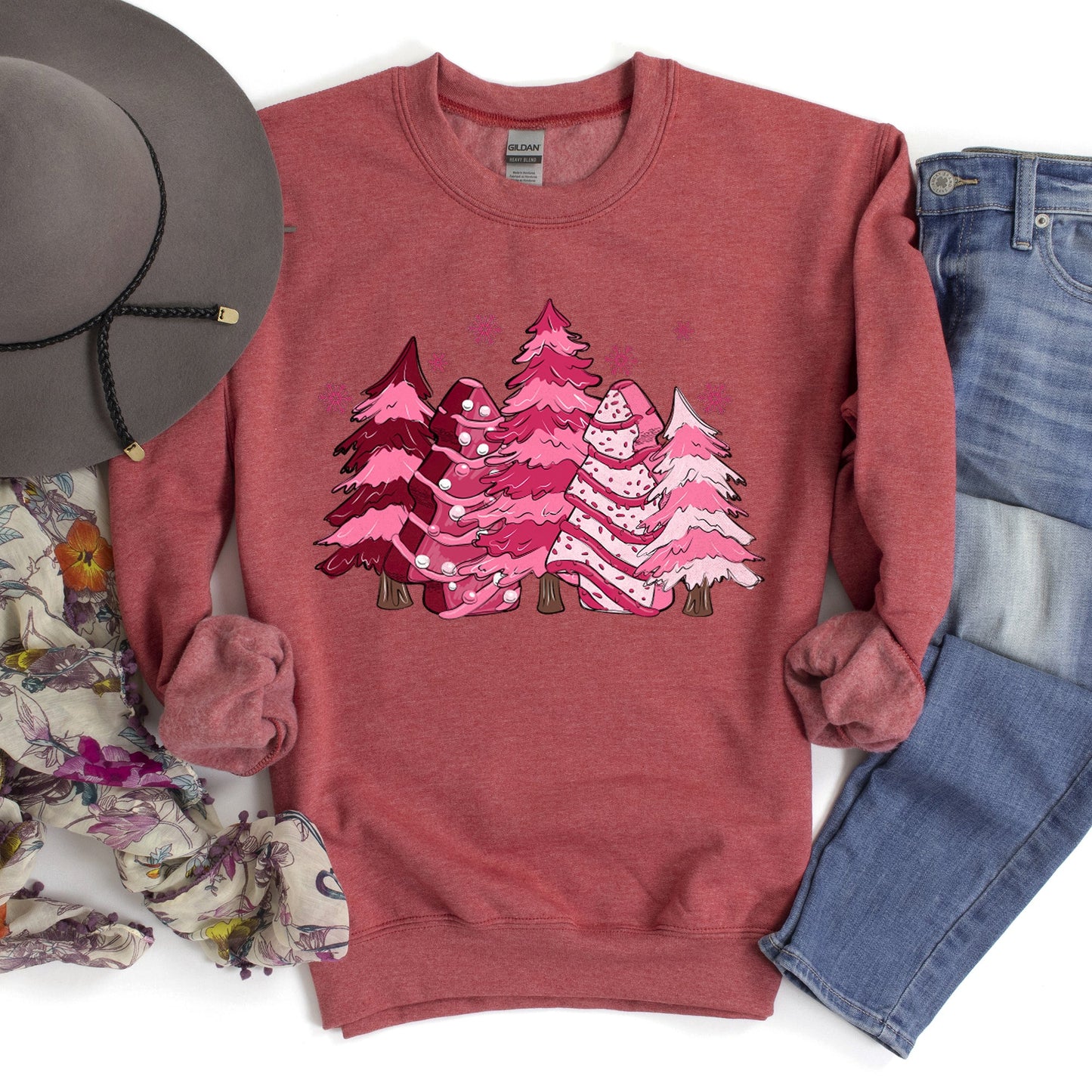 Christmas Snack Trees Pink, Little Debbie Sweatshirt