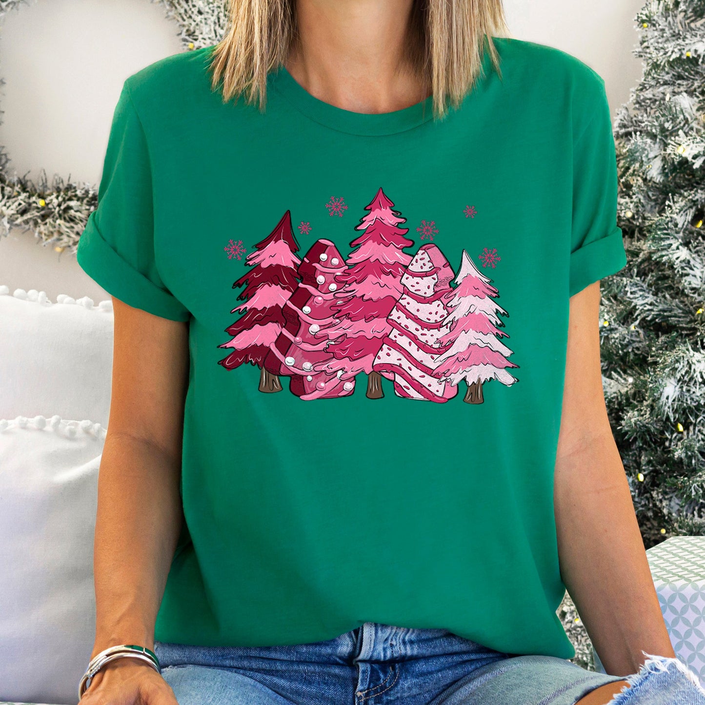 Christmas Snack Trees, Pink, Little Debbie Super Soft Tees