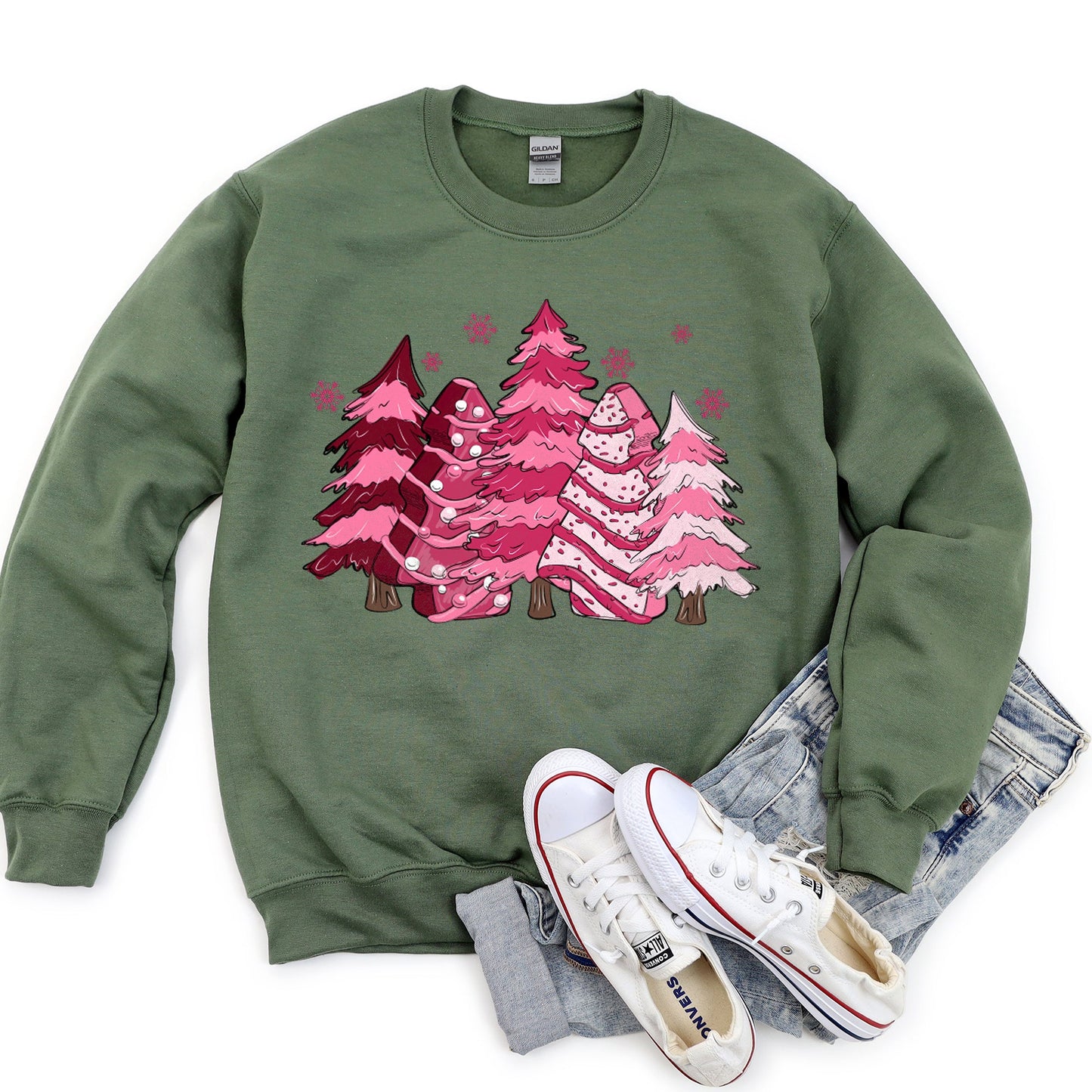 Christmas Snack Trees Pink, Little Debbie Sweatshirt