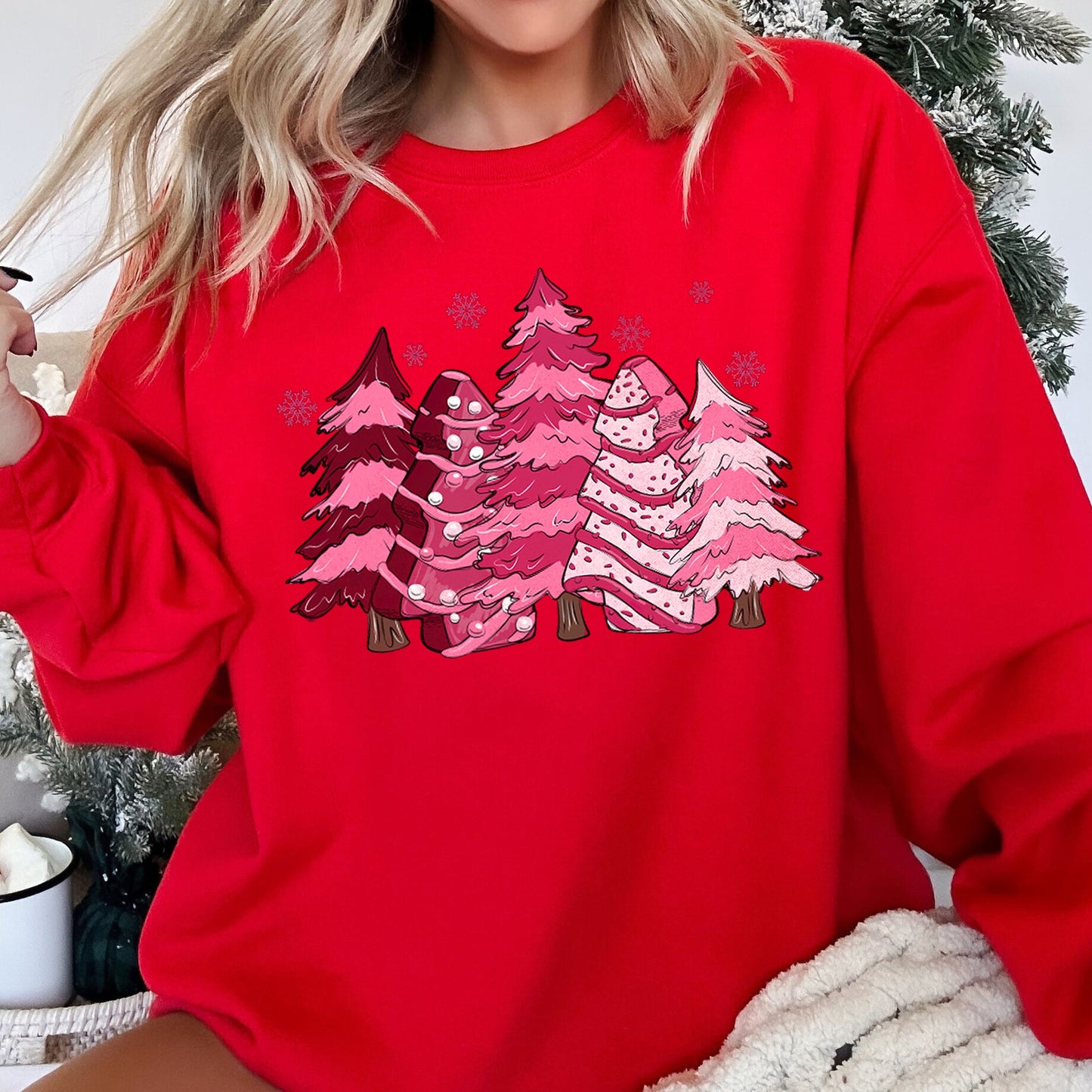 Christmas Snack Trees Pink, Little Debbie Sweatshirt