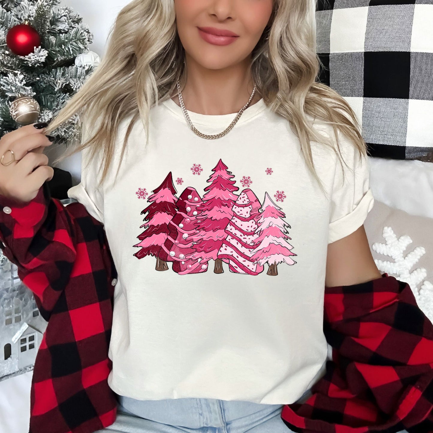 Christmas Snack Trees, Pink, Little Debbie Super Soft Tees