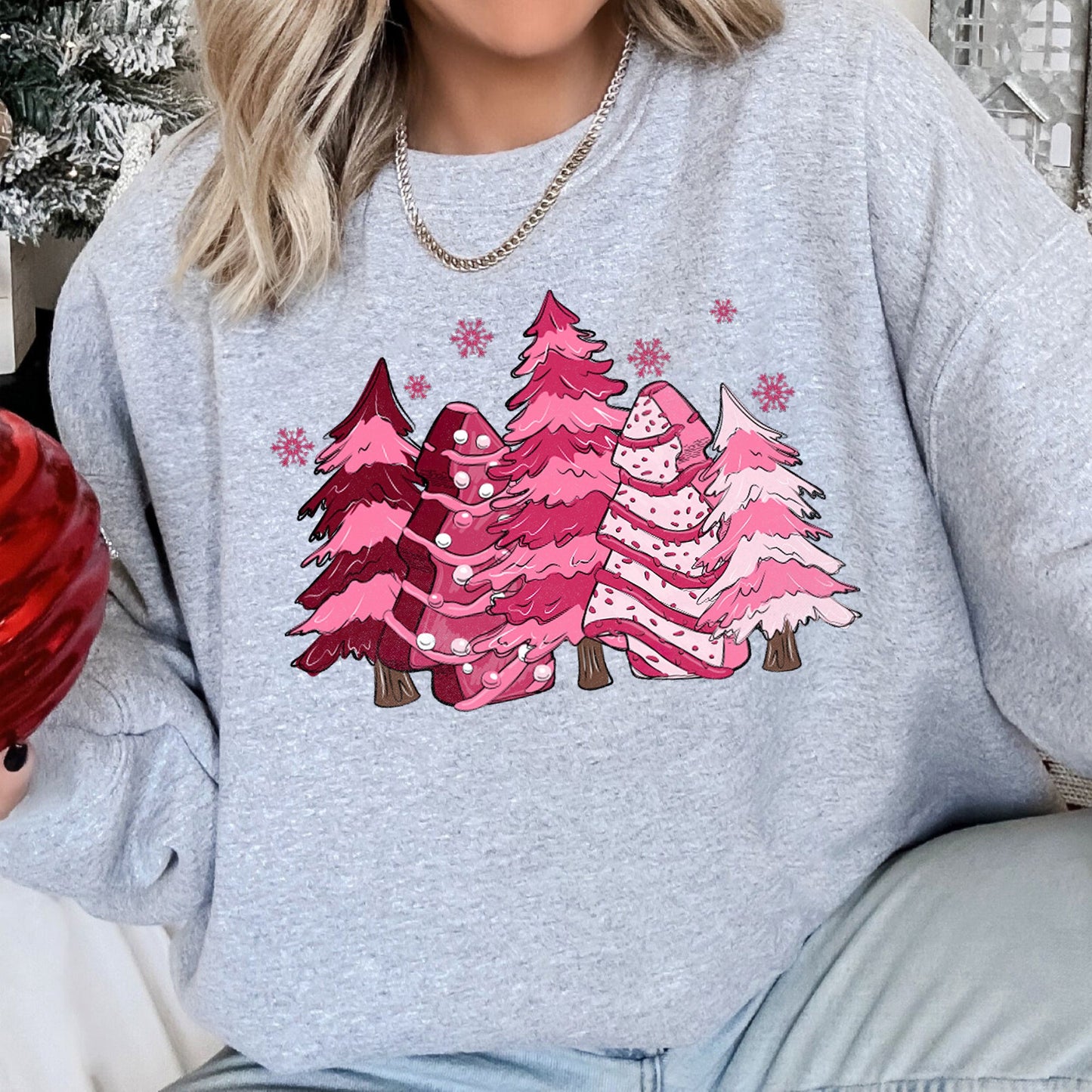 Christmas Snack Trees Pink, Little Debbie Sweatshirt