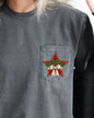 Christmas Star, Pocket, Pine Cones, Ribbon, Winter, Snow, Country, Santa, Xmas Pocket Tee Comfort Colors T-Shirt