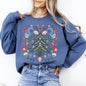 Christmas Tree Folk Art, Scandinavian, Classic, Santa, Floral Sweatshirt