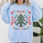 Christmas Tree Folk Art, Scandinavian, Classic, Santa, Floral Sweatshirt